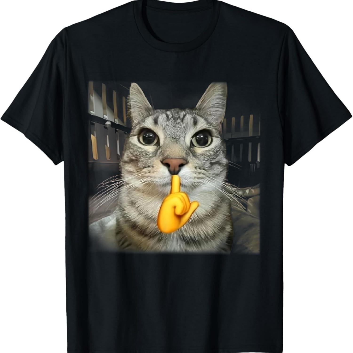 

Funny Shhh Cat Meme Funny Quiet People Humor Gifts T-Shirt S чёрный