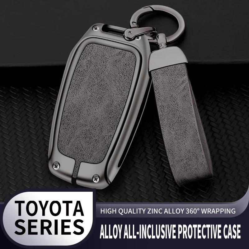 New Zinc Alloy Leather Car Key Case Cover Shell For Toyota CHR Hilux Fortuner Land Cruiser 200 Camry Corolla Crown RAV4 Highland