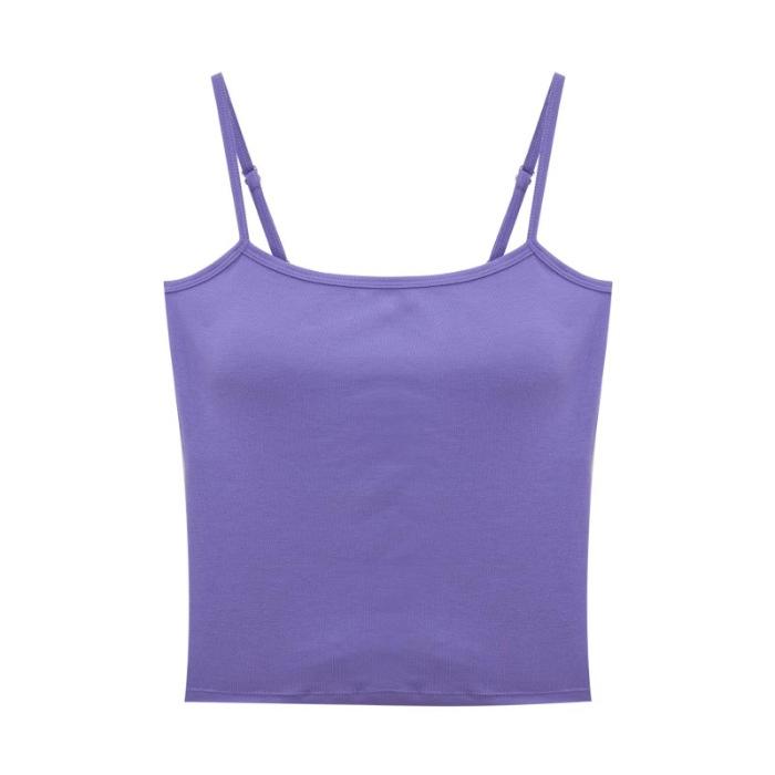 Sexy Spice Girl with Chest Pad Suspender Vest Women's Summer Belly Navel Slim Skinny Short Square Neck Top