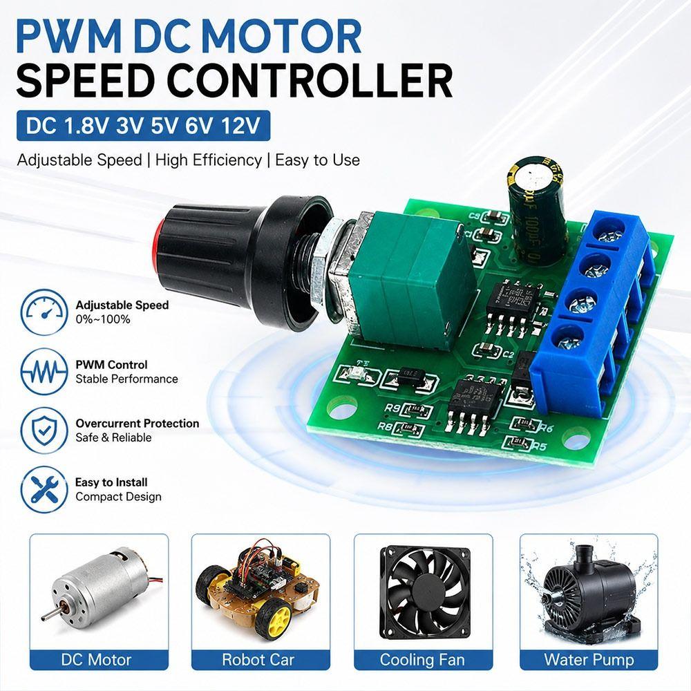 1.8V 3V 5V 6V 12V DC Motor Controller Motor Speed Regulator Circuit Board Projects