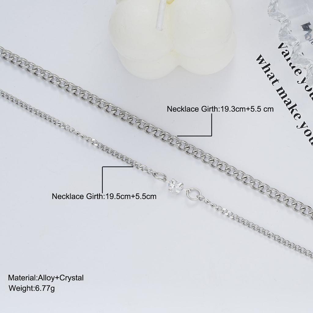 2 STUKS Eenvoudige Mode Roestvrij Staal Armband Set voor Koppel Unisex Vrouwen Mannen Geliefde Kristallen Hart Zilverkleurige Ketting Armbanden Sieraden