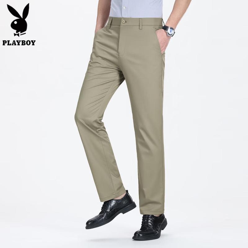 PLAYBOY Men s Slim-Fit Straight Stretch Casual Trousers 32