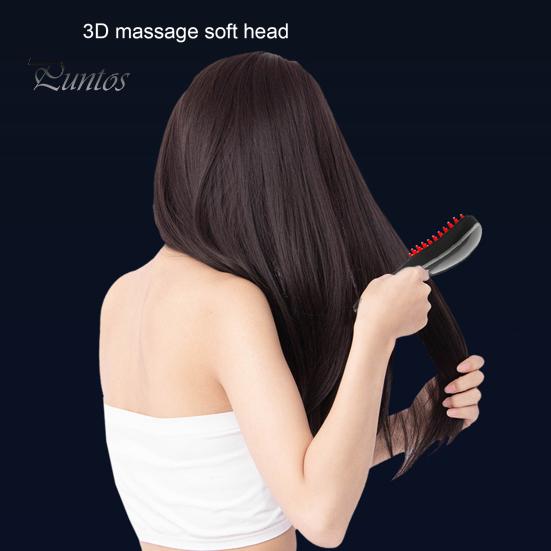 Electric Hair Brush Blue Red Light Phototherapy Rechargeable Promote Hair Growth Handheld Vibrating Scalp Massage Men Women Hair Detangling Comb
