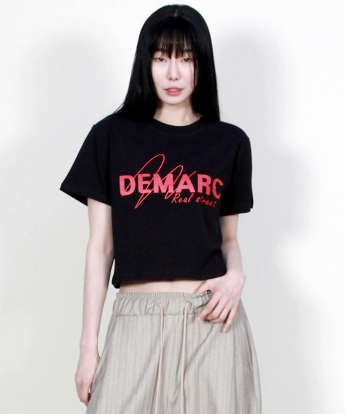 Deumakeu Logo Graphic Crop Short Sleeve T-Shirt Black