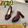 Piaohong French platform thick heel single shoes women's 2025 retro round head small man shallow mouth Mary Jane shoes super high heel