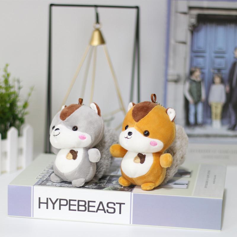 Kawaii Squirrel Plush Toys Simulation Animal Dolls Stuffed Soft Keyring Bag Pendant Home Decorative For Children Girls