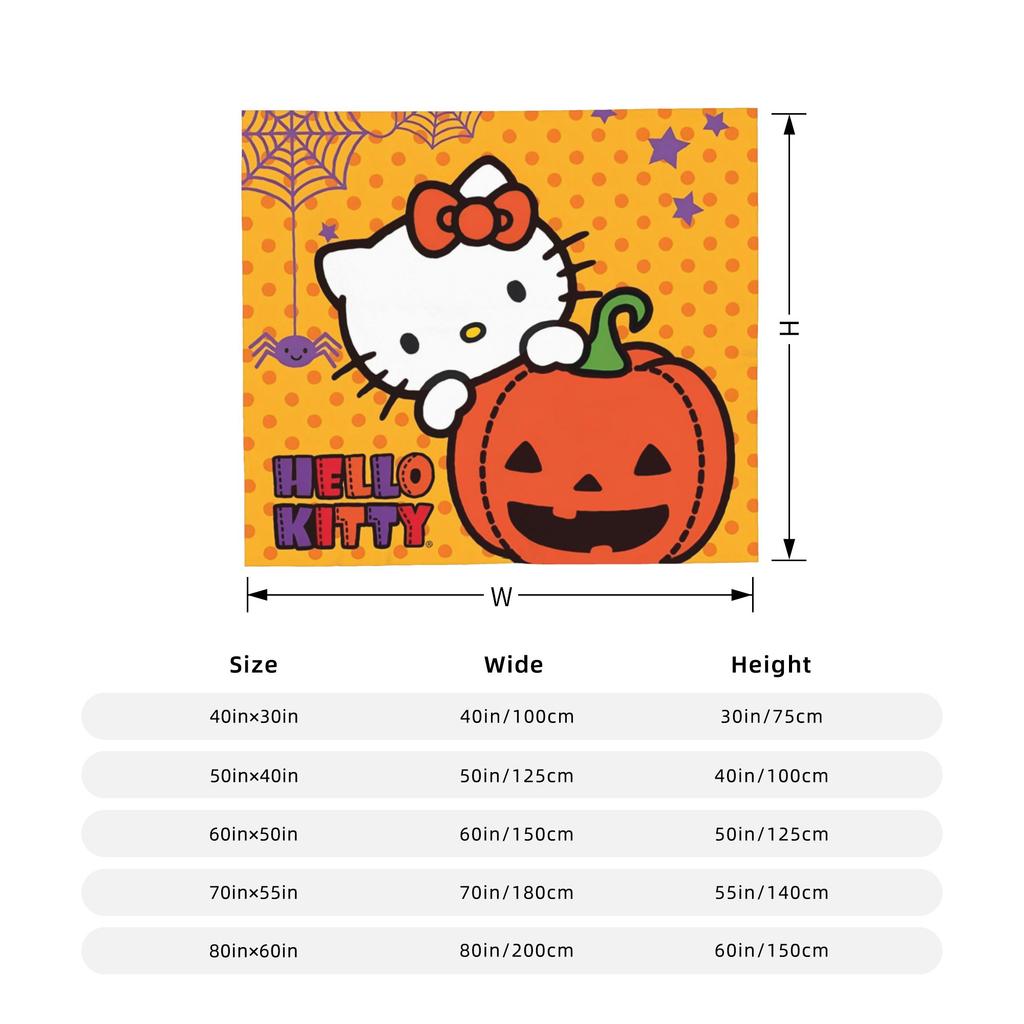 Hello Kitty Halloween Blanket Fleece Spring Autumn Pumpkins  Multifunction Warm Throw Blanket for Sofa Office Bedspreads
