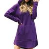 Plus Size Women Casual Long Sleeve Pocket Drawstring Loose Hoodie Mini Dress