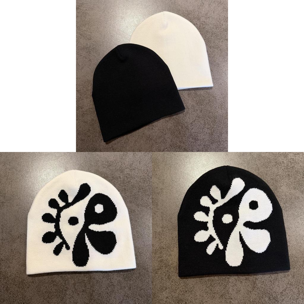 Knitted Hat Unisex Warm Beanie With Colorblock Pattern For Street Style Fashion