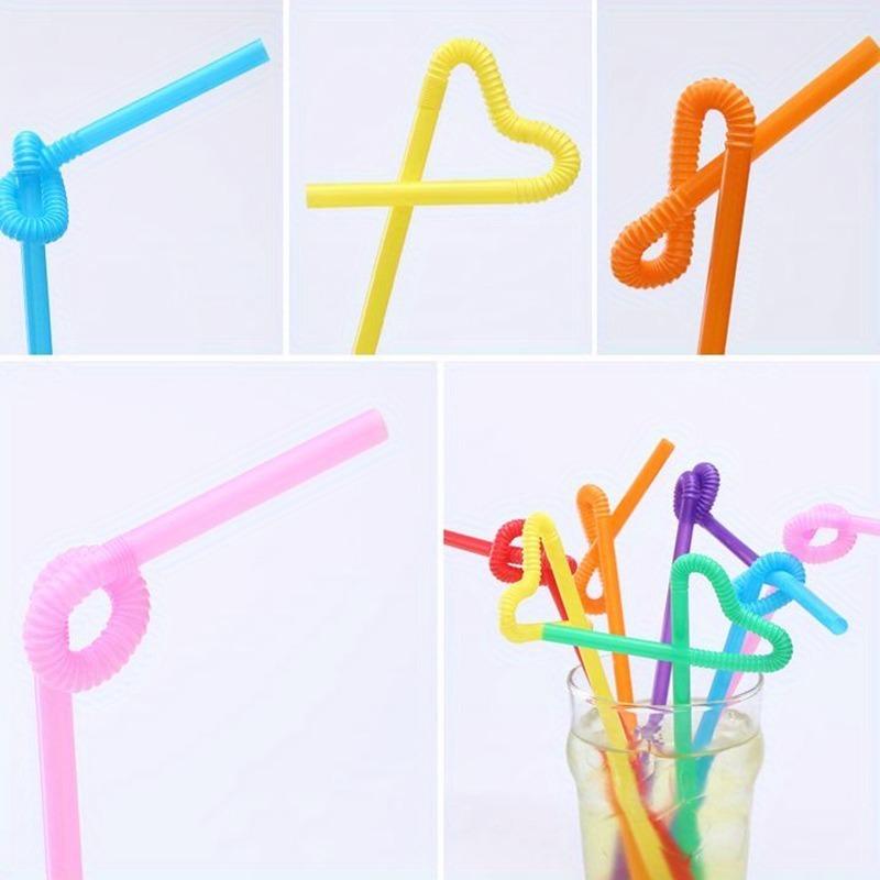 100/200PCS Disposable Drinking Straws Plastic Colorful Foldable Straws Wedding Party Christmas Kitchen Bar Drinks Accessories