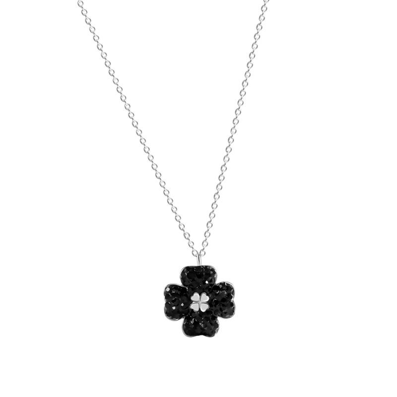 Four-leaf Clover Necklace Women's Niche Exquisite Fashion Light Luxury High-end Feeling Full of Diamonds Four-leaf Clover Pendant Necklace
