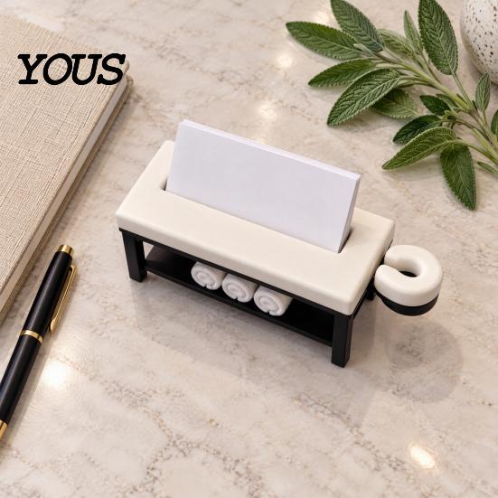 Miniature Spa Furniture Mini Massage Table Business Card Holder, Creative Organizer with U-shaped Headrest Therapy Room Decoration And Towel, Display