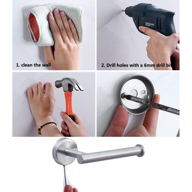 3 culori Auriu argintiu Montare pe perete cu burghiu Negru wc Inox Suport Organizator Raft cu umeraș pentru Rola de Hârtie Igienică de Baie