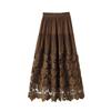 Elegant Plus Size Lace Patchwork Mid-Length Autumn Skirt