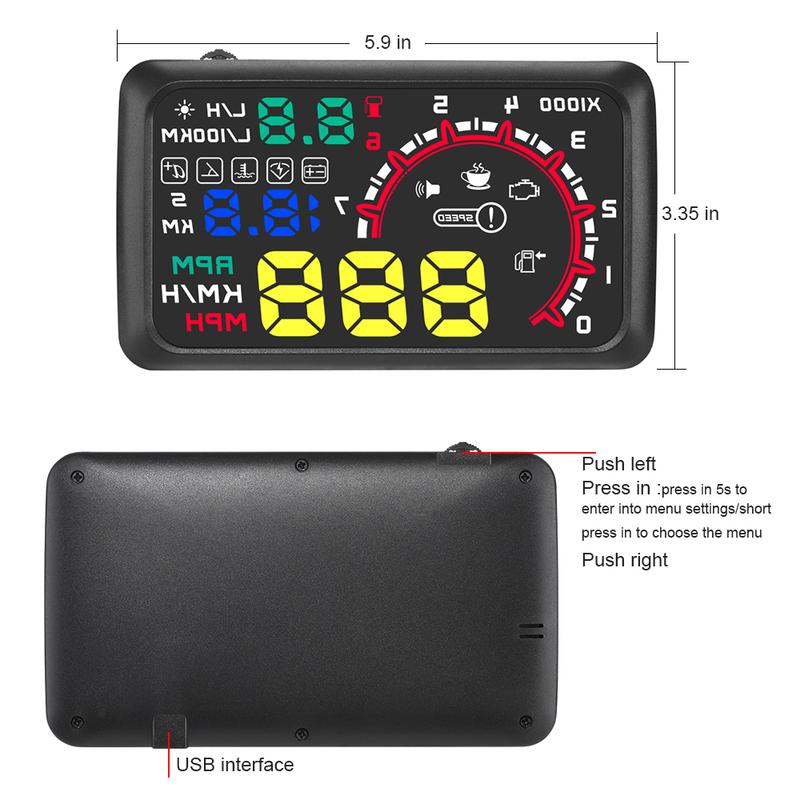 NEW Car Head Up Display OBD Car Digital GPS Speedometer Fuel Consumption Voltage Water Temp RPM Meter KM/H MPH Engine Failure
