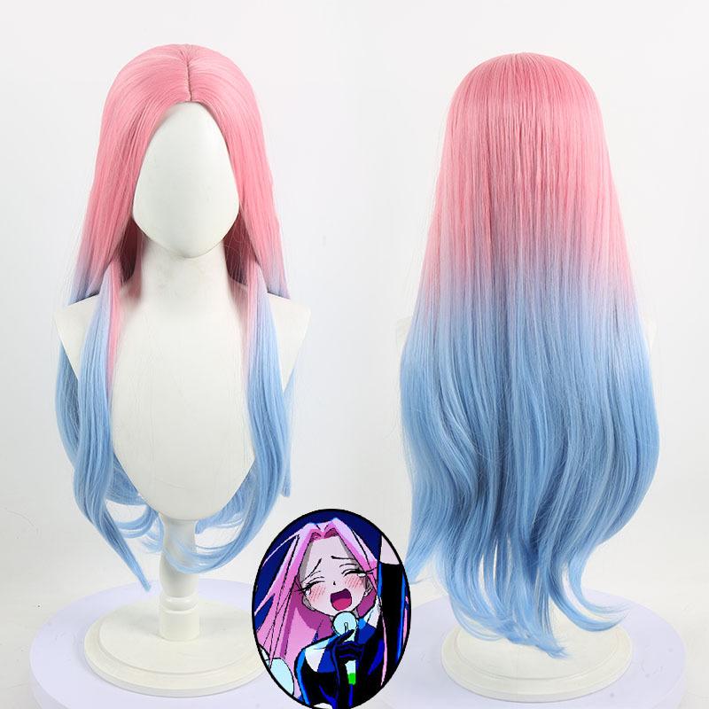 

Anime Mizi Cosplay Alien Stage Costume Wig Dark Blue Dress Pink Blue Glove Stocking Belt Set Uniform Halloween Costume For Woman One Size серый