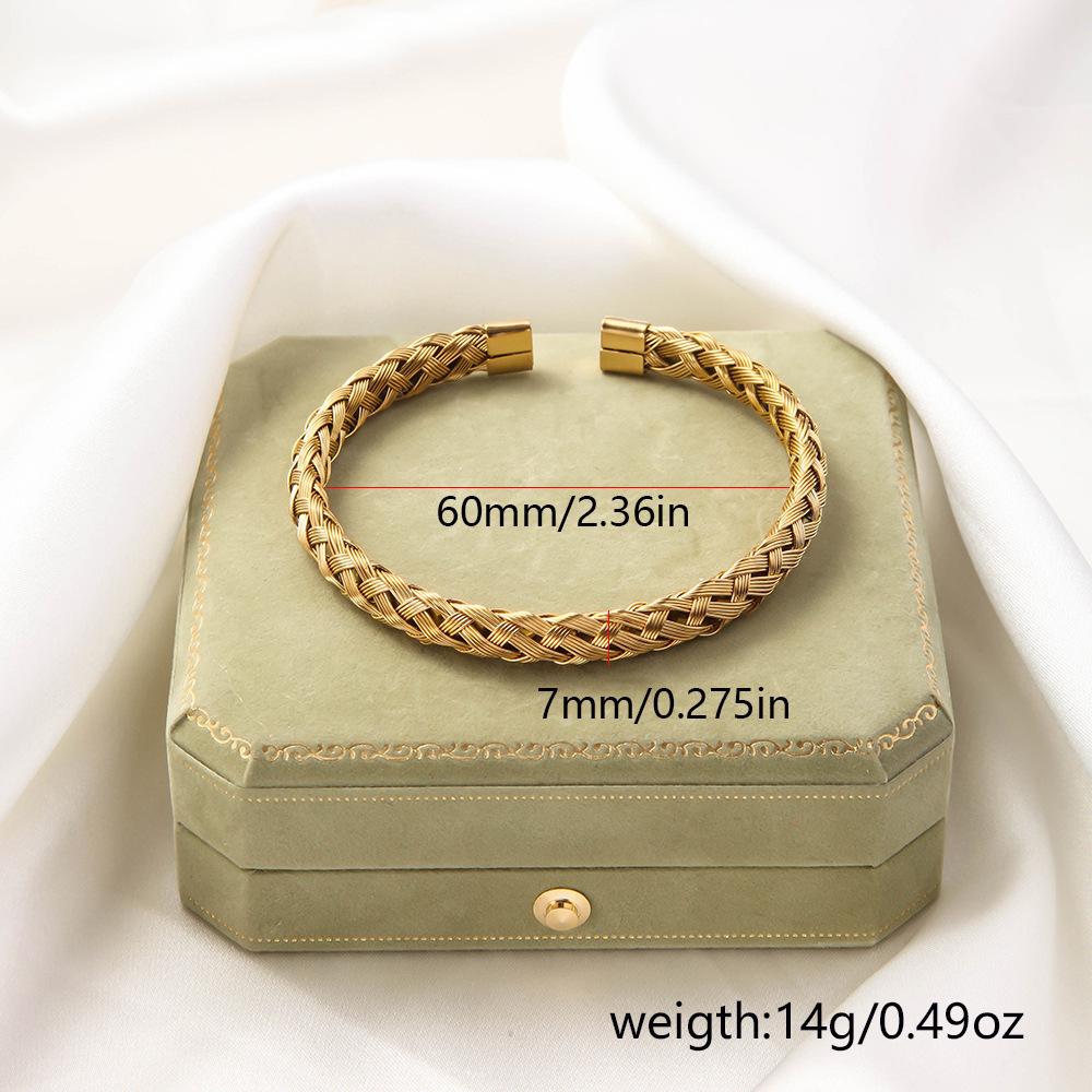Personalized High-End Titanium Steel Open Cuff Bracelet for Women - Stretchy, Irregular Design, Exquisite Non-Fading Finish