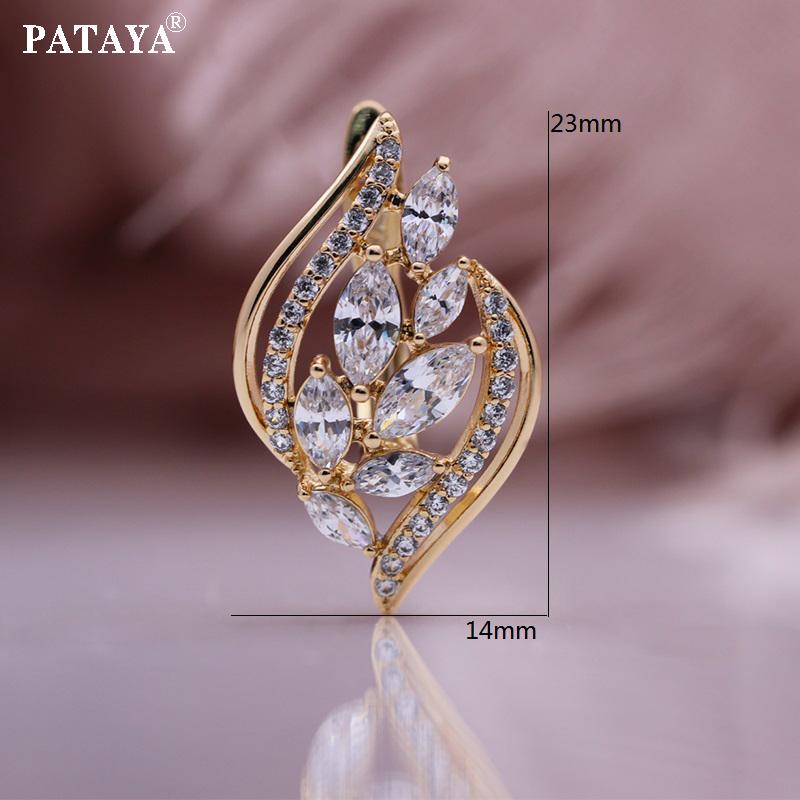 PATAYA Cercei colorați din zircon artificial, artizanat italian, cu geometrie clasică, cercei drăguți în două culori