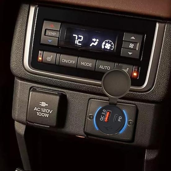 48W Car Charger with Dual PD Ports Wall Mount USB Charging Station for Phones Tablets Universal 12V-24V Fast Charging Car Adapter for Boat SUV ATV RV