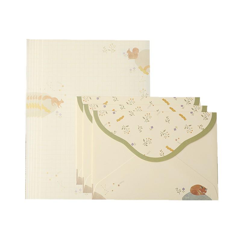 Japanese Style A5 Letter Paper & Cute Cartoon Cat Envelopes Set