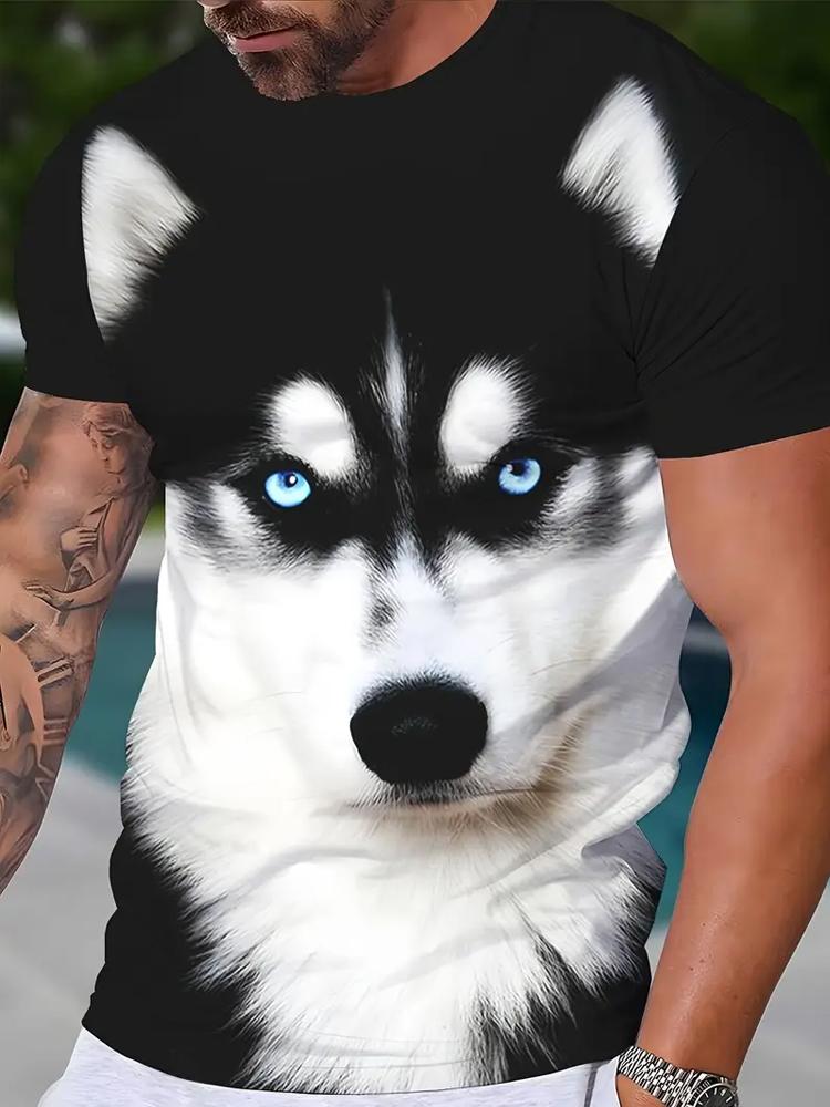 Men's Casual Streetwear T-Shirt Print Polyester Round Neck Short Sleeve Tops