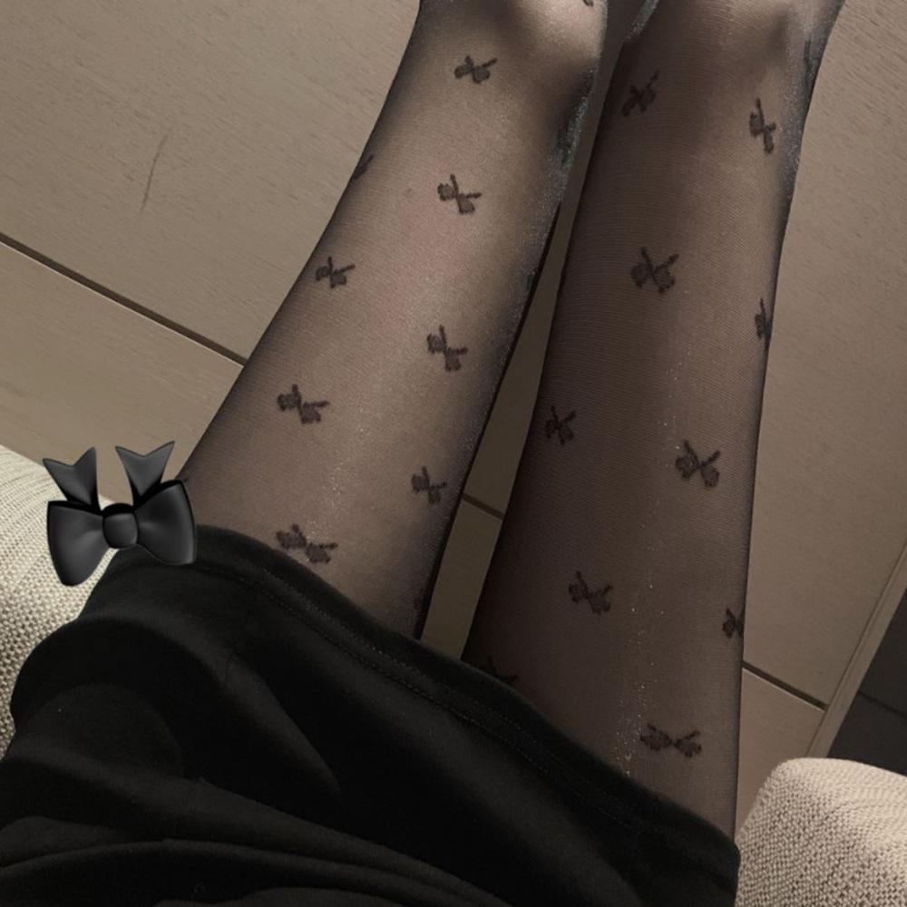 

Модные белые женские сексуальные колготки прозрачные с бантом тонкие колготки чёрный