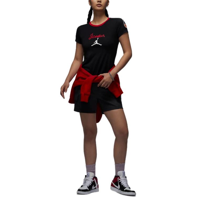 Jordan T Shirts Women's Black Crew Neck Moderate HM4895-010