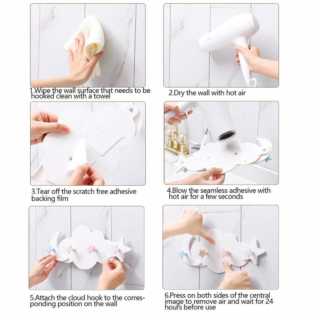 Nail free Hooks Shelf Hanging Hanger,Cloud Themed Coat Rack,Wall-mounted Door Hanger ,Universal Hook