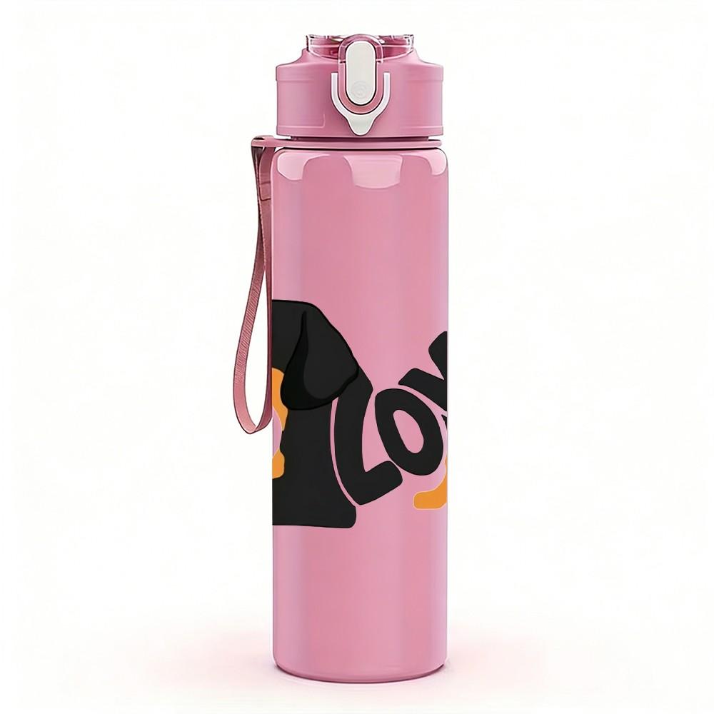 1PC Dachshund Dog Love Art 750ml Color Plastic Sports Water Bottle Leakproof Flip Straw Lid Suitable for Sports Office Home Use