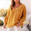 Fashion Women  Color V Collar Easy Big Code  Pullover And Sweater