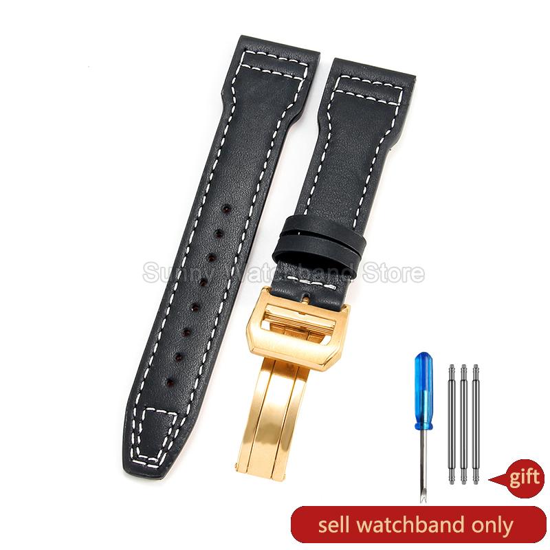Coffee Black 20 21 22mm for IWC Portofino Le Petit Prince Portugieser Cowhide Watch Band Special Interface Needle Buckle Durable