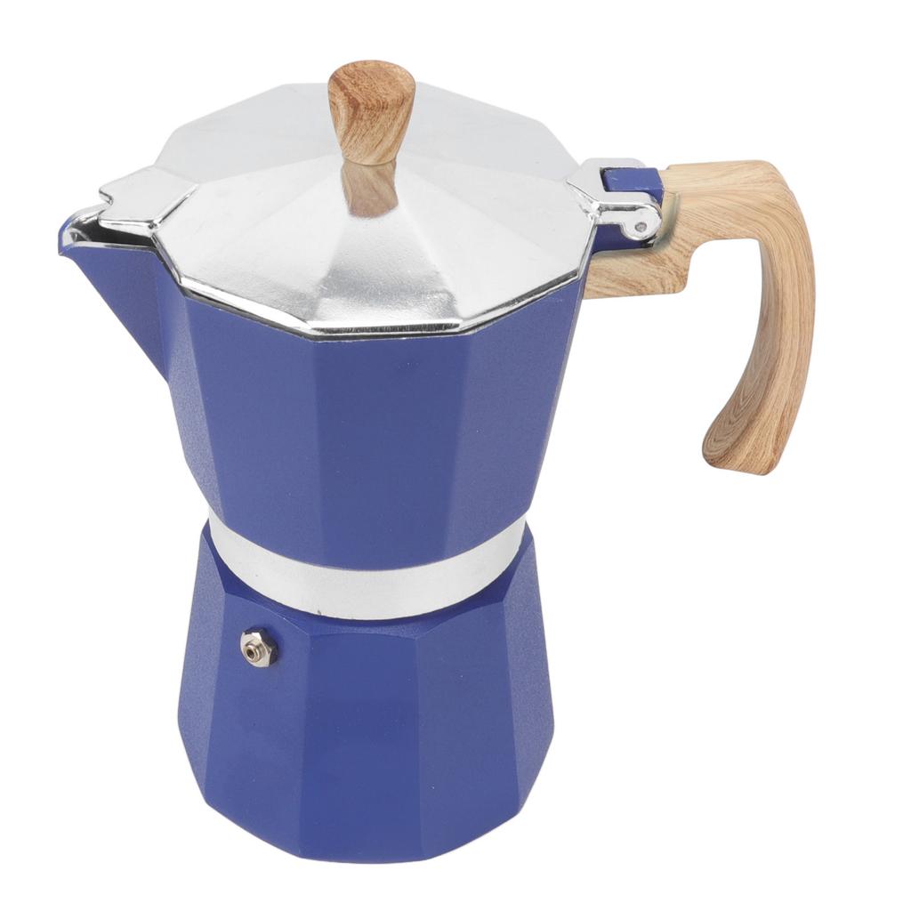 Stovetop Coffee Maker Aluminium Octagonal Moka Pot Coffee Maker Italian Coffee Making Pot for Home Office Blue 6 Cup