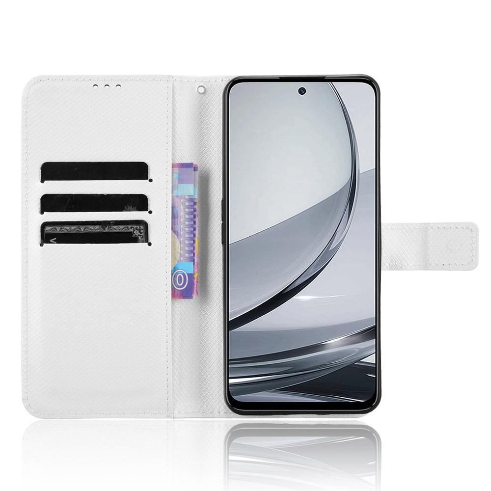 

For ZTE nubia Focus Pro Case PU Leather Diamond Texture Wallet Phone Cover White