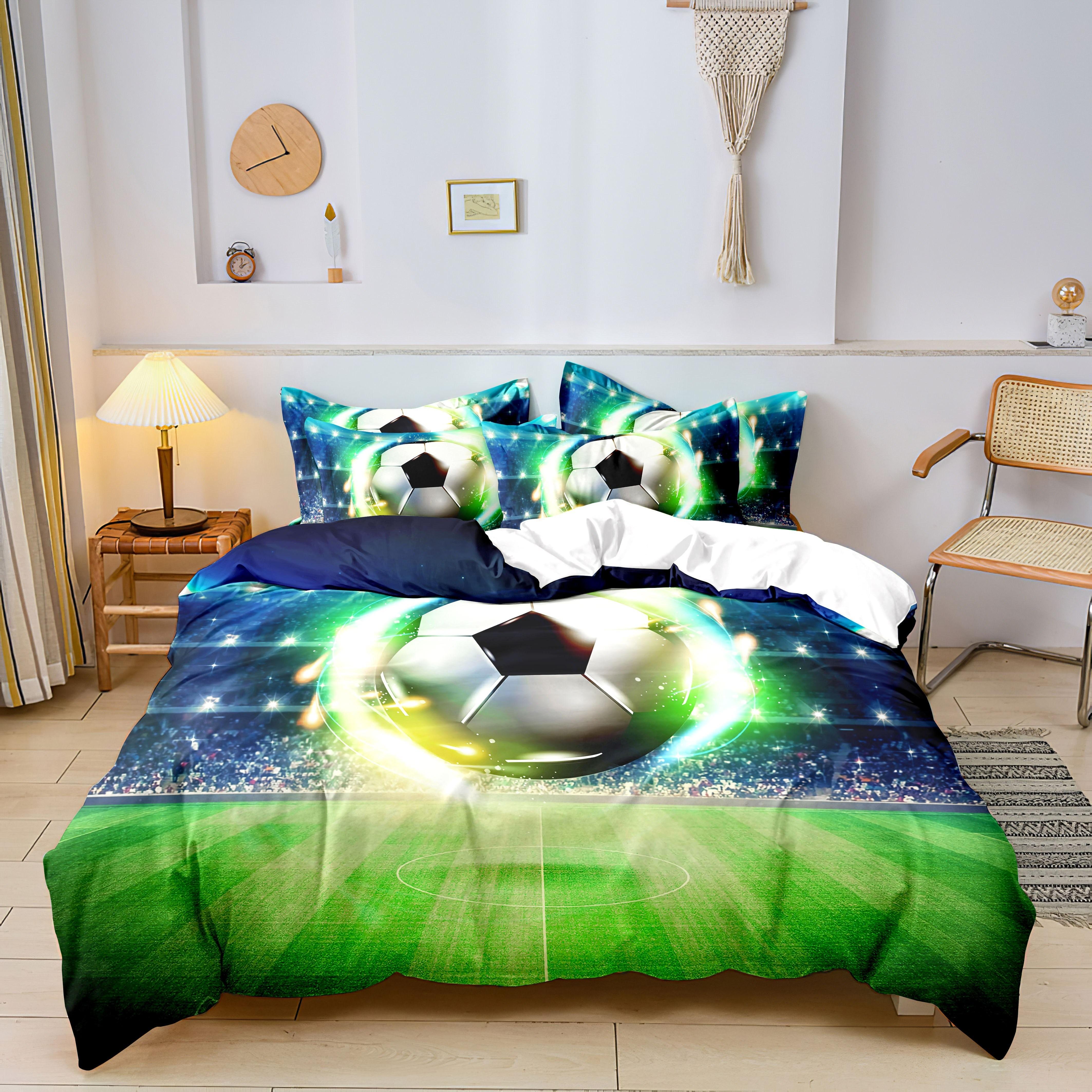 

Набор из 3 предметов: полиэстеровый пододеяльник с футбольным принтом (1* Пододеяльник + 2* Наволочки, Наполнитель не входит в комплект), Подходит для спален EU Single 135x200cm