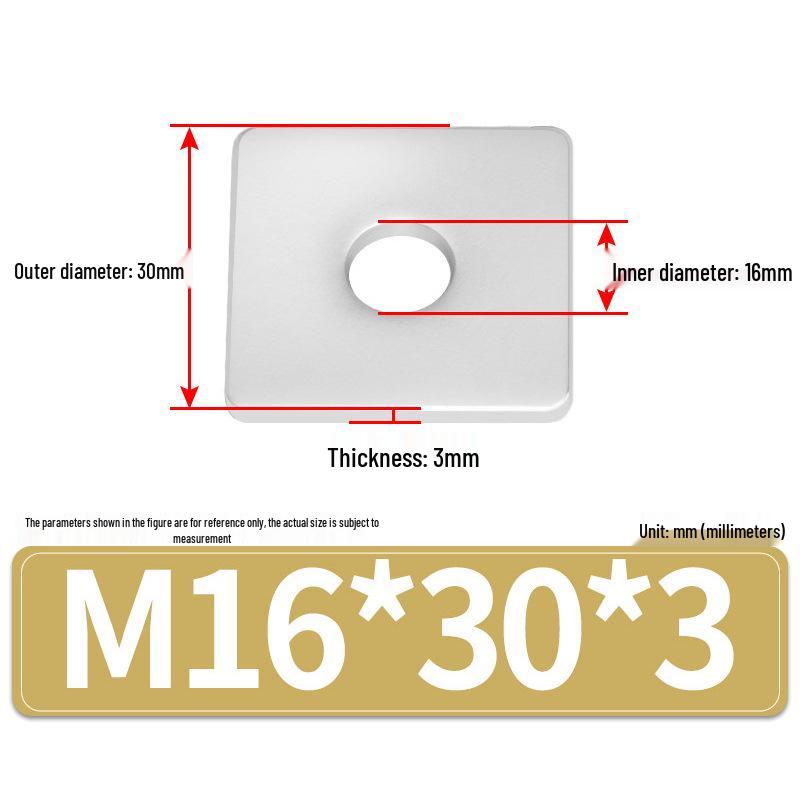 304 Stainless Steel Thickened Square Flat Washers M4-M24
