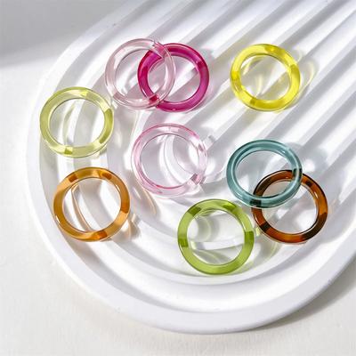 Solid Vintage Ring For Women Transparent Colorful Acrylic Resin Ring Korea Fashion Geometric Aesthetic Jewelry Trend Punk Rings