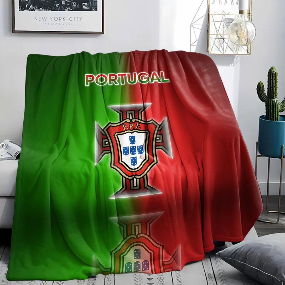 1PC Portugal National Football Team Patterned Flannel Blanket Suitable For All Seasons for Home Decor Warmth and Comfort Gifts Holiday Present