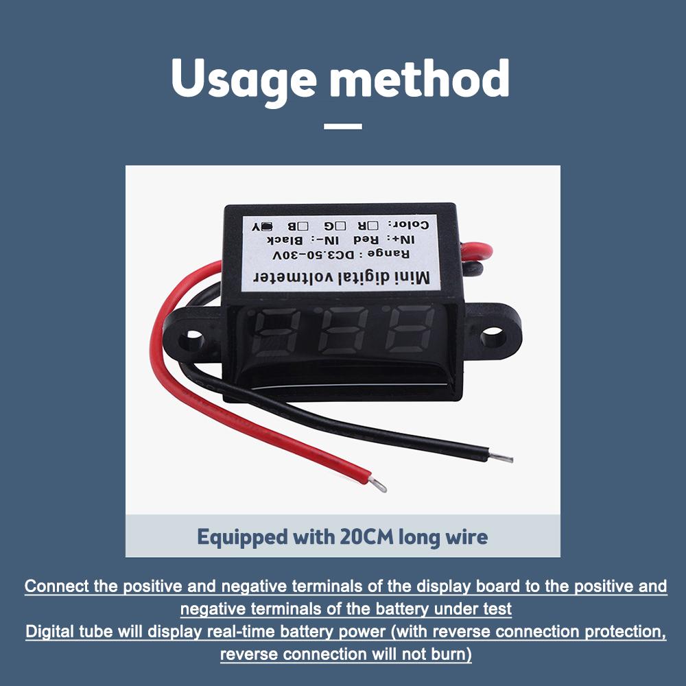 DC 3.0V-30.0V Digital Car Voltmeter Automotive Voltage Meter Waterproof 12V 24V Motorcycle Vehicle LED Display Voltage Tester