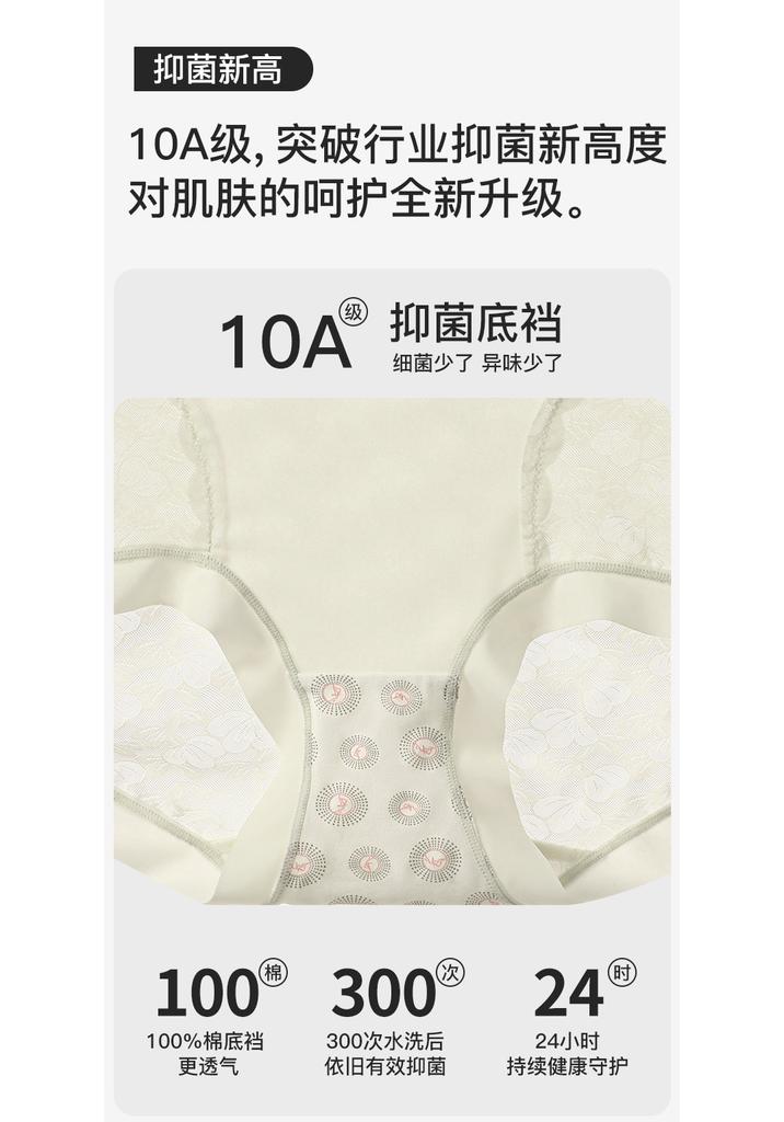 Fenteng Women's 3-Pack Lace Lightweight Breathable Mid High Waist Underwear