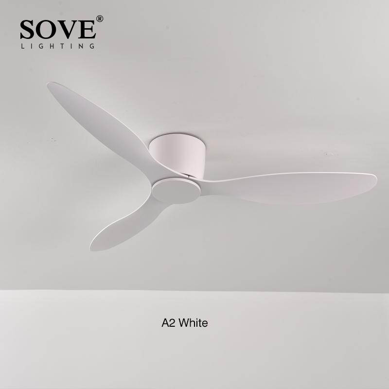SOVE Modern White Low Floor DC Motor 30W Ceiling Fans With Remote Control Simple Ceiling Fan Without Light Home Fan 220V 52 INCH