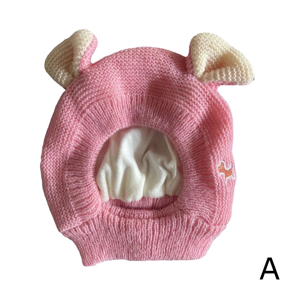 

Зимняя теплая шапка для собак, наушники, защита от шума, вязаные ветрозащитные чехлы для мелких домашних животных, средний размер Ha R8N2 Pink-One size