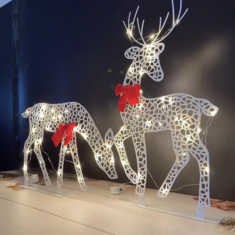 Reindeer Lawn Ornaments Metal Frame Reindeer Ornaments Led Reindeer Family Set for Christmas Decor Iron Deer Lights for Yard