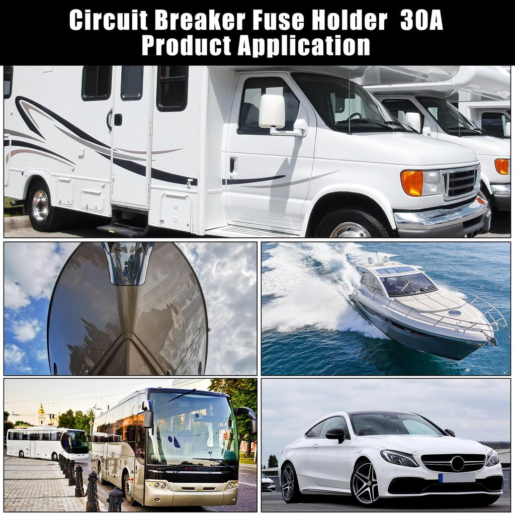 X AUTOHAUX Reset Circuit Breaker Audio Inline Fuse Holder Protector for Truck Boat RV DC /24V/32V 30 Amp