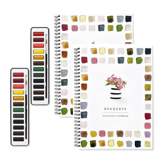 Yousheng Watercolor Workbook for Beginners 12 Colors Watercolor Paint Set Birds Flower Dogs Watercolor Book Art Craft Supplies for Kids Adults Teens