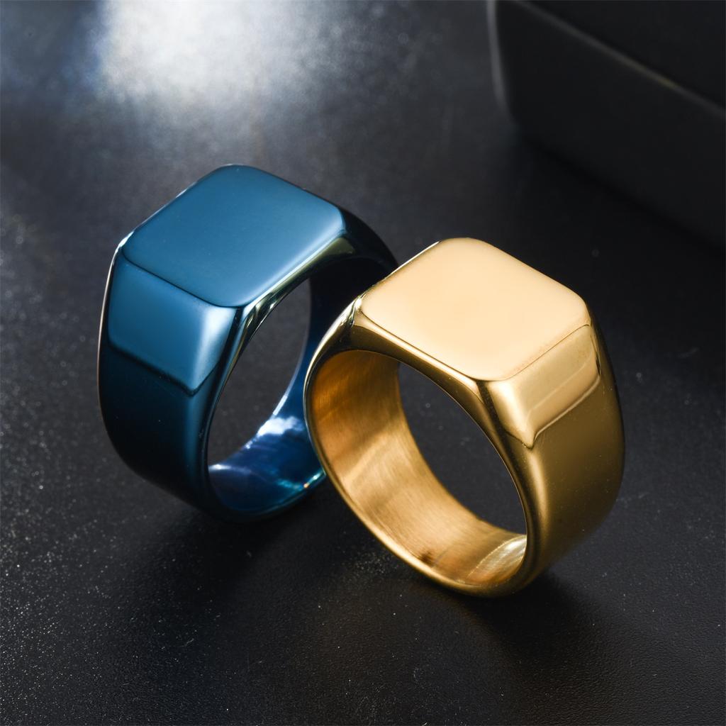 SC Hot Sale Simple Stainless Steel Rings Trendy Gold Silver Plated Rings Fashion Finger Geometric Square Rings for Men Women