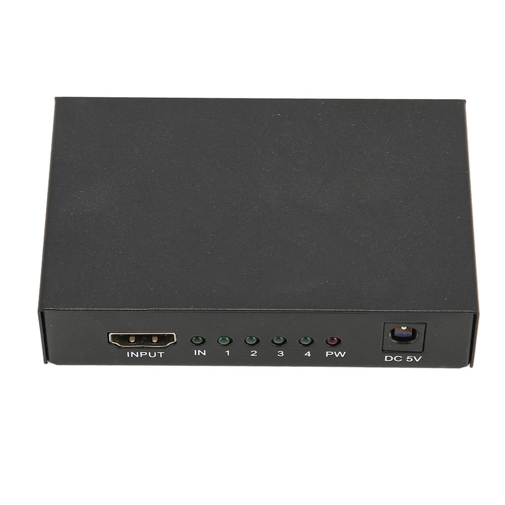 HD Multimedia Interface Splitter 1 In 4 Out 4K 2K Duplicate Mirror Screen Switcher with AC Adapter