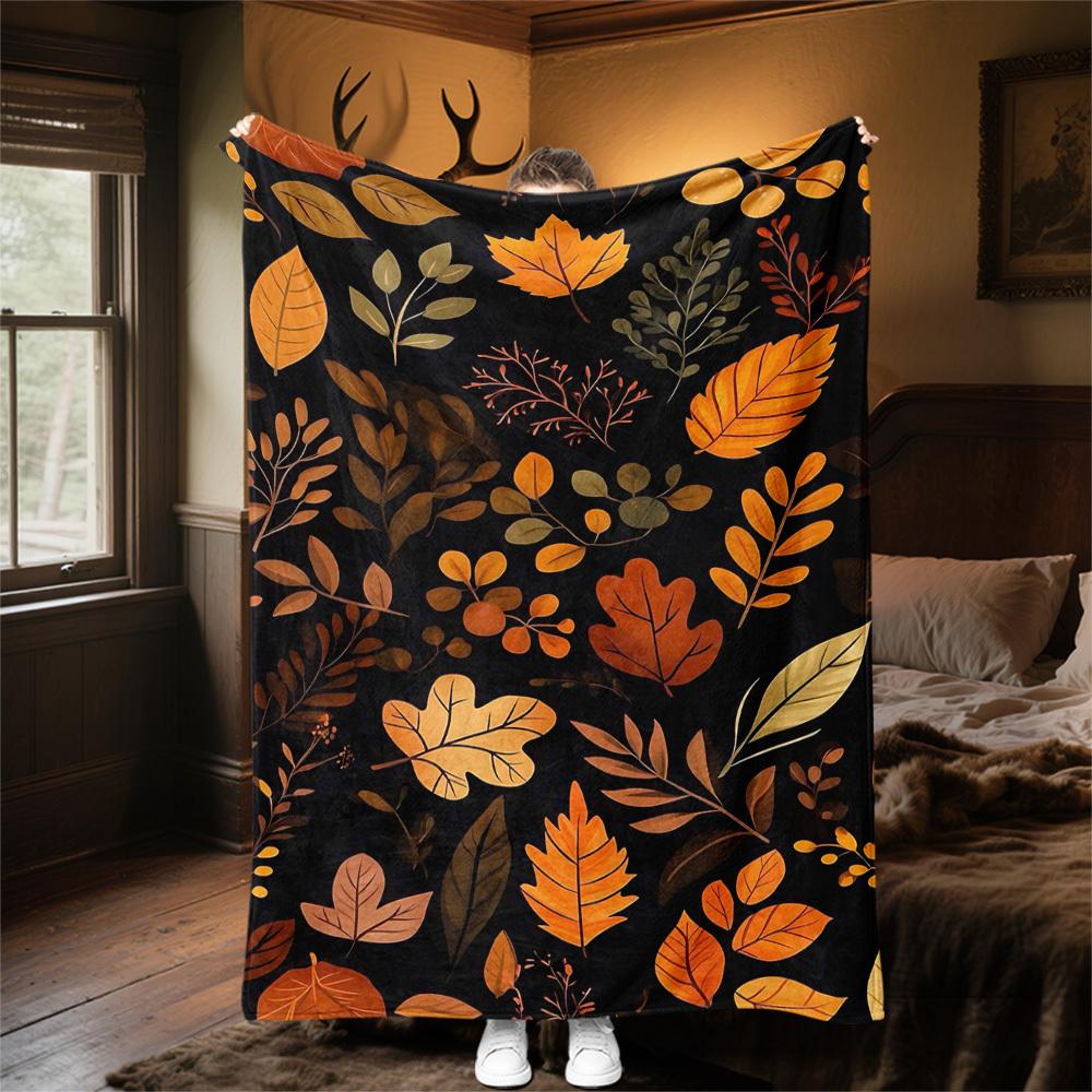 1 Stück Herbstlaub Outdoor Flanelldecke - Weiche Plüsch-Dekoration für Picknicks, Camping, Schlafzimmer, Spielzimmer, Büro oder Mittagspause 1362A