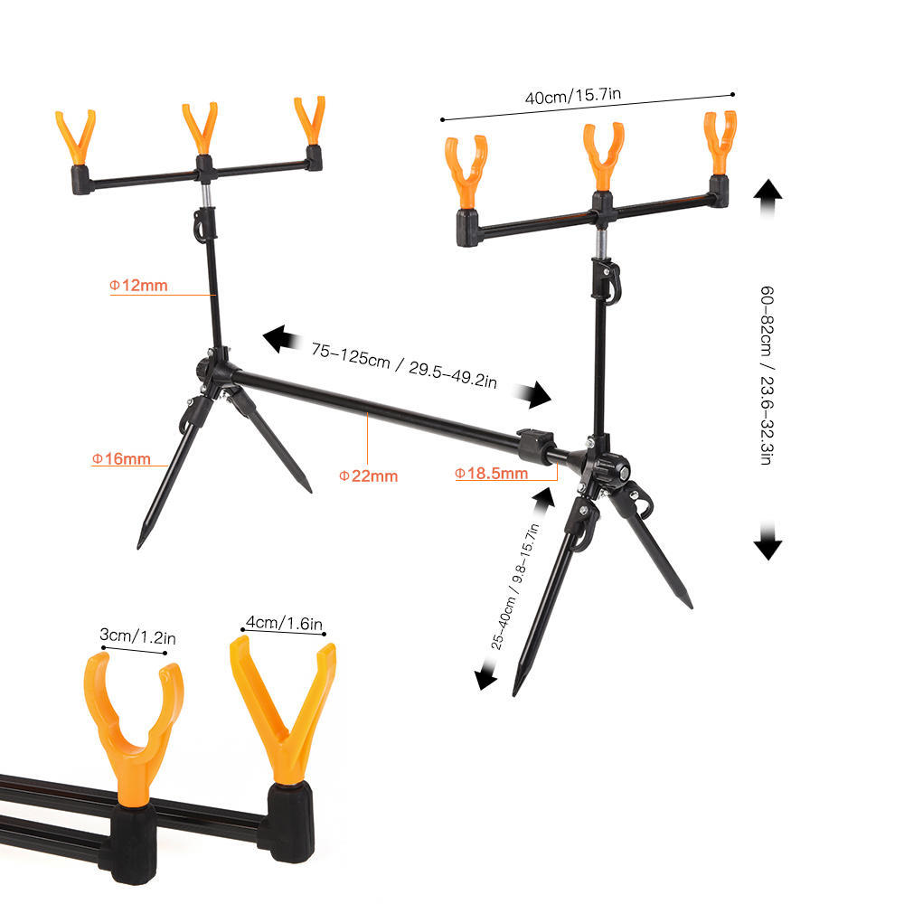 Lixada Adjustable Retractable Carp Fishing Rod Pod Stand Holder Fishing Pole Pod Bracket Fishing Tac