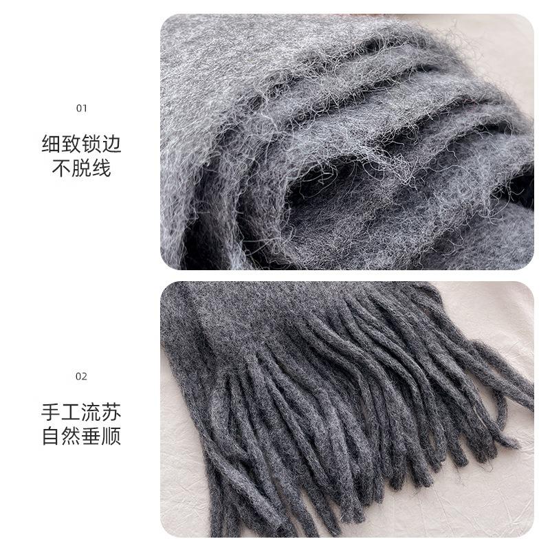 Ankara red wool Christmas solid color wool scarf women's winter high-end atmosphere shawl