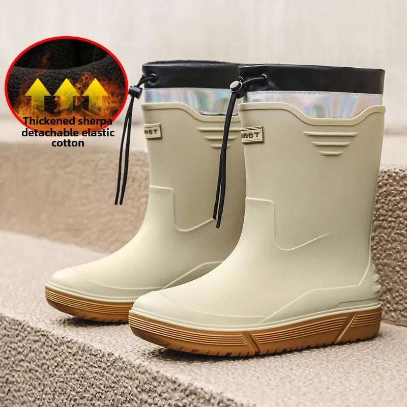 

BIRROT Men s Mid-Calf Elastic Rain Boots Anti-Slip PVC Water Shoes Size 45 Comfortable round Toe Flat Bottom Shoe for Adults 45